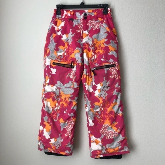 Roxy Girls Abstract Barbie Pink Camo Floral Combo Printed Snow Pants size M (10) - Picture 14 of 14